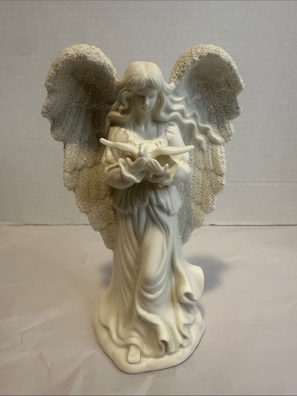 Angel Figurine with Glittered Wings